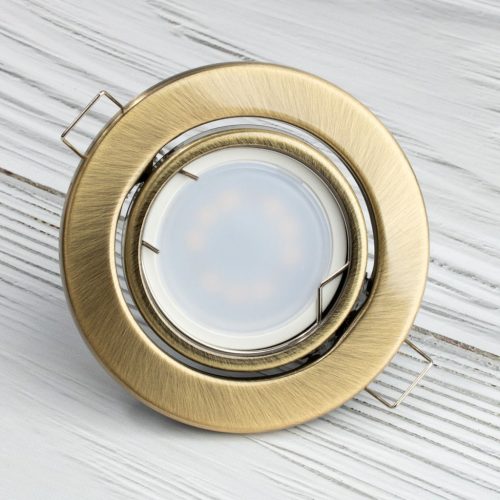 HALOGÉN lámpatest, süllyesztett, mozgatható, kerek, AURELI, antik, fémlemez, MR16, GU10