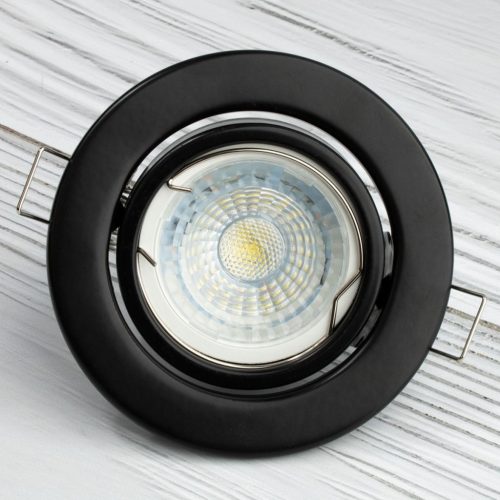 HALOGÉN lámpatest, süllyesztett, mozgatható, kerek, AURELI, fekete lemez, MR16, GU10