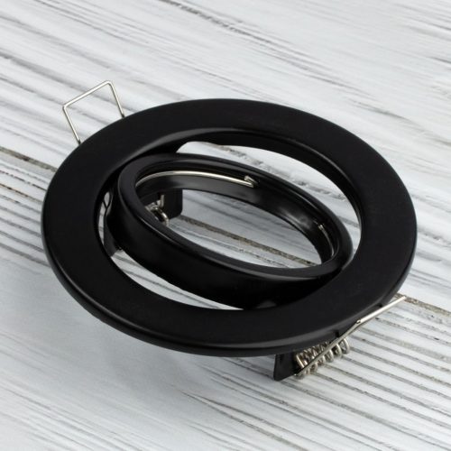 HALOGÉN lámpatest, süllyesztett, mozgatható, kerek, AURELI, fekete lemez, MR16, GU10