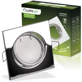   Süllyesztett halogén lámpatest mozgatható négyzet alakú PICTOR krómlap MR16 GU10 LUMILED