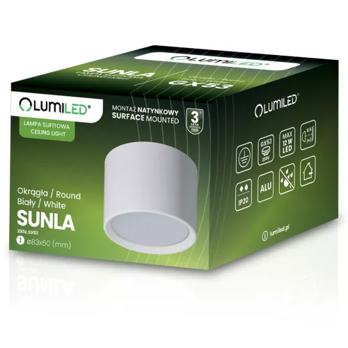 HALOGÉN Felületre szerelt SUNLA Tube Gx53 LED Spot mennyezeti égőhenger fehér LUMILED