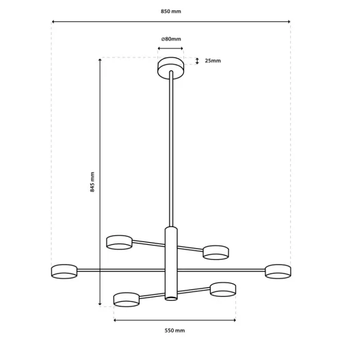 LED Mennyezeti Lámpa 6x GX53 Fali Fekete OVILO LUMILED