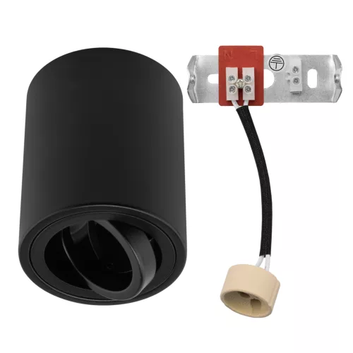 Felületre szerelhető HALOGÉN Spotcsöves mozgatható lámpatest LUNDO GU10 LUMILED kerek fekete 80mm