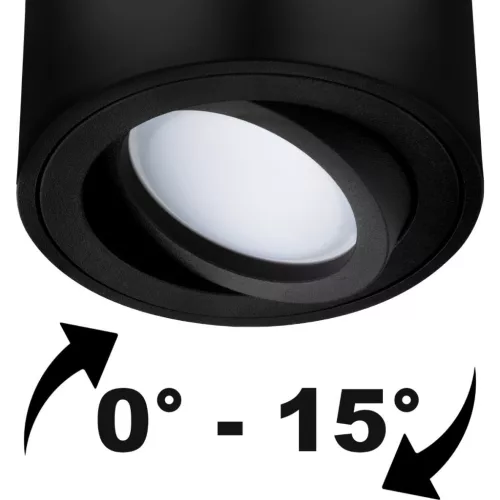 Felületre szerelhető HALOGÉN Spotcsöves mozgatható lámpatest LUNDO GU10 LUMILED kerek fekete 80mm