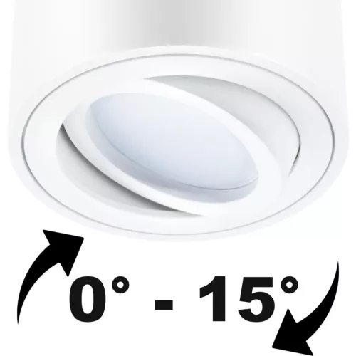 Felületre szerelhető HALOGÉN Spotcsöves mozgatható lámpatest LUNDO GU10 LUMILED kerek fehér 80mm