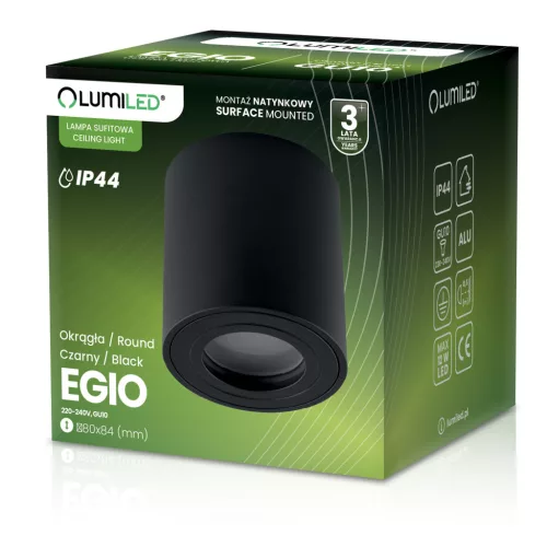 Felületre szerelhető HALOGÉN Spot Tube EGIO GU10 LUMILED kerek fekete 83mm