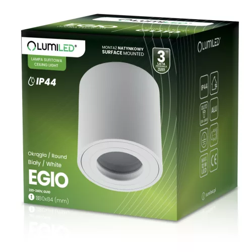 Felületre szerelhető HALOGÉN Spot Tube EGIO GU10 LUMILED kerek fehér 83mm