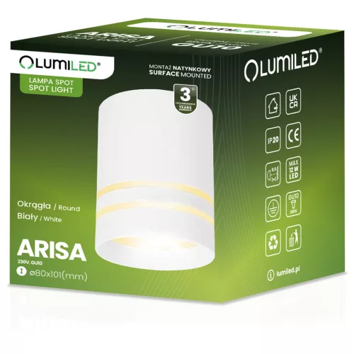 Felületre szerelhető HALOGÉN Spotcső mozgatható ARISA GU10 LUMILED kerek fehér 80mm