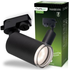   Mennyezeti lámpa, sínre szerelhető, spotlámpa, GU10, LED, ADERO, fekete, LUMILED