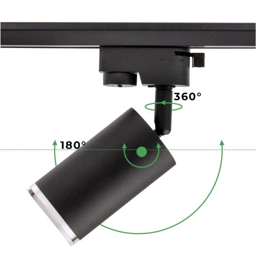 Mennyezeti lámpa, sínre szerelhető, spotlámpa, GU10, LED, ADERO, fekete, LUMILED