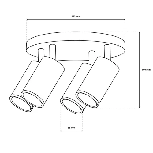 Mennyezeti lámpa SPOT TUBA LED spotlámpa Halogén lámpatest 4xGU10 Mennyezeti
