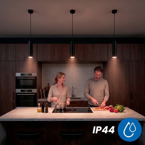 LED Mennyezeti Függesztett Lámpa GU10 Csillár Spotlámpa Csőbe Függeszthető IP44 ADERO Fekete LUMILED