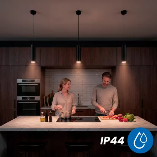 LED Mennyezeti Függesztett Lámpa GU10 Csillár Spotlámpa Csőbe Függeszthető IP44 ADERO Fekete LUMILED
