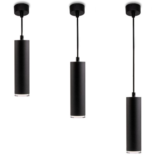 LED Mennyezeti Függesztett Lámpa GU10 Csillár Spotlámpa Csőbe Függeszthető IP44 ADERO Fekete LUMILED