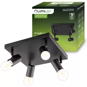   Mennyezeti lámpa, mennyezeti spotlámpa, TUBA, reflektorfény, halogén lámpatest, 4x E27, üveg, LUMILED