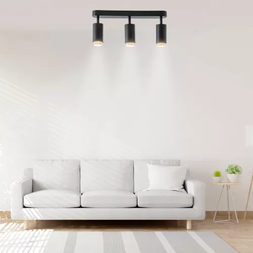 Mennyezeti LED spotlámpa, 3x GU10, ELIGIS, fekete, LUMILED