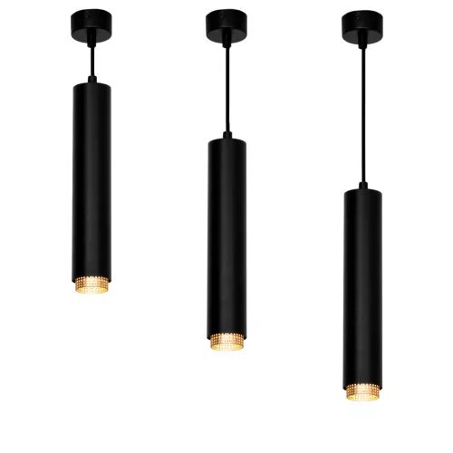 LED mennyezeti függőlámpa GU10 csillár spotlámpa csőbe lógó ELIGIS fekete LUMILED