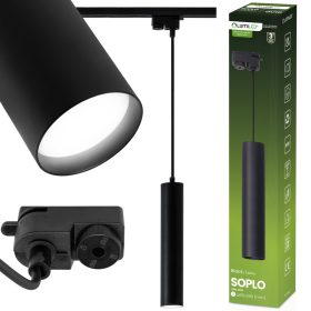   Függesztett lámpa sínhuzal függesztett 29 cm-es spotlámpa GU10 LED SOPLO fekete LUMILED