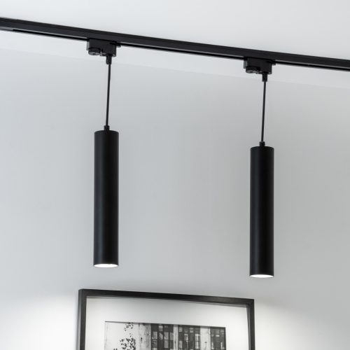 Függesztett lámpa sínhuzal függesztett 29 cm-es spotlámpa GU10 LED SOPLO fekete LUMILED