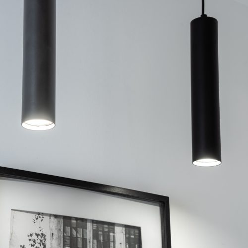 Függesztett lámpa sínhuzal függesztett 29 cm-es spotlámpa GU10 LED SOPLO fekete LUMILED