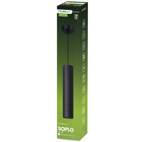 Függesztett mennyezeti lámpa 29 cm-es spotlámpa GU10 LED SOPLO fekete LUMILED