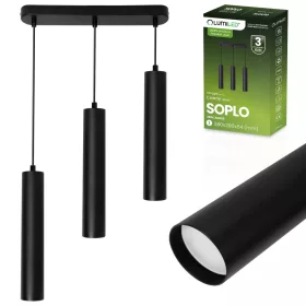   Függesztett mennyezeti lámpa 29cm-es spotlámpa 3x GU10 LED SOPLO fekete LUMILED