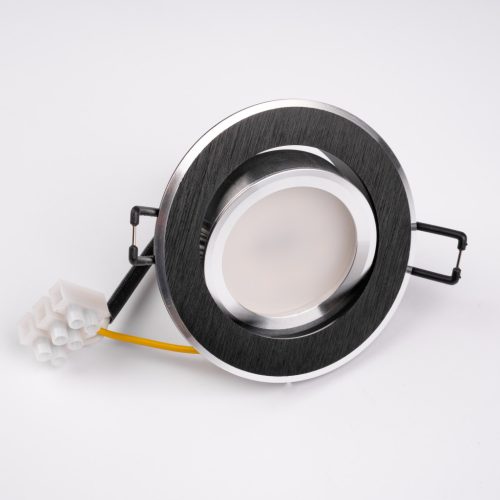 Süllyesztett halogén lámpatest, kerek, mozgatható, TRIX 3 az 1-ben GU10, 6W, 3000K, fekete, LUMILED