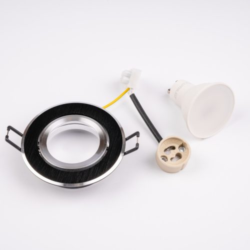 Süllyesztett halogén lámpatest, kerek, mozgatható, TRIX 3 az 1-ben GU10, 6W, 4000K, fekete, LUMILED