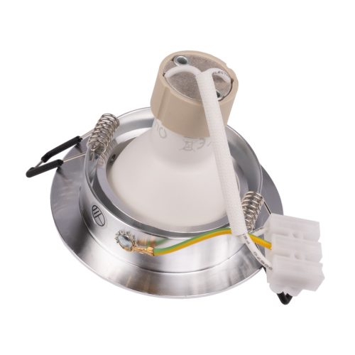 Halogén süllyesztett lámpatest, kerek, mozgatható, TRIX 3 az 1-ben GU10, 6W, 4000K, fényes ezüst, LUMILED