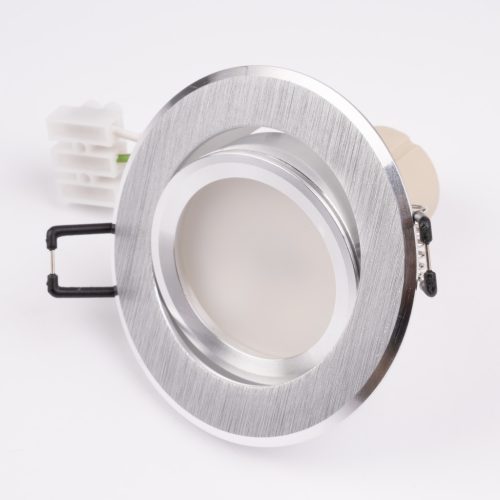 Halogén süllyesztett lámpatest, kerek, mozgatható, TRIX 3 az 1-ben, 6W GU10, 4000K, szálcsiszolt ezüst, LUMILED