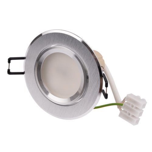 Halogén süllyesztett lámpatest, kerek, mozgatható, TRIX 3 az 1-ben GU10, 6W, 4000K, szálcsiszolt ezüst, LUMILED