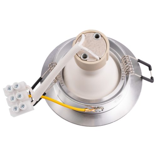 Halogén süllyesztett lámpatest, kerek, mozgatható, TRIX 3 az 1-ben GU10, 6W, 4000K, szálcsiszolt ezüst, LUMILED