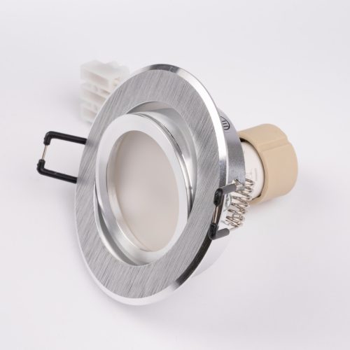 Halogén süllyesztett lámpatest, kerek, mozgatható, TRIX 3 az 1-ben GU10, 6W, 4000K, szálcsiszolt ezüst, LUMILED