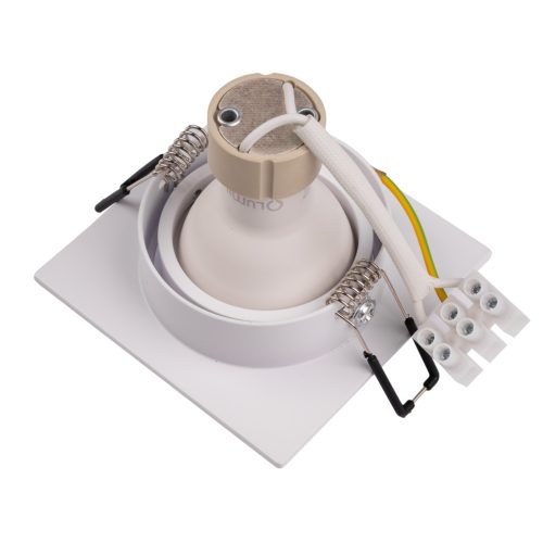 Süllyesztett, négyzet alakú halogén lámpatest, mozgatható, TRIX 3 az 1-ben GU10, 6W, 3000K, matt fehér, LUMILED