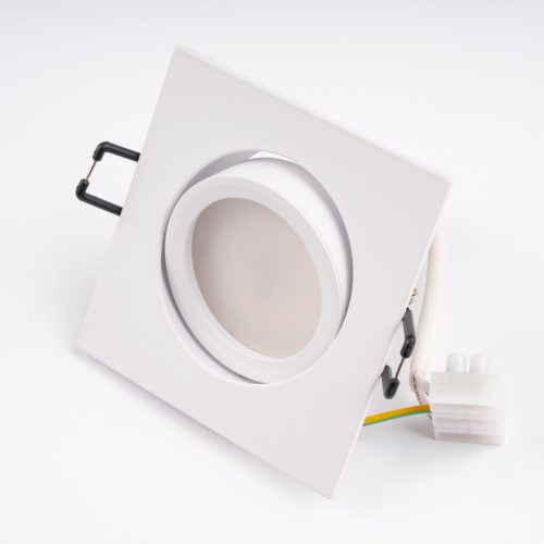 Süllyesztett, négyzet alakú halogén lámpatest, mozgatható, TRIX 3 az 1-ben GU10, 6W, 3000K, matt fehér, LUMILED