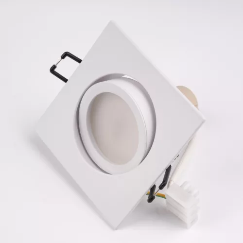 Süllyesztett, négyzet alakú halogén lámpatest, mozgatható, TRIX 3 az 1-ben GU10, 6W, 4000K, matt fehér, LUMILED