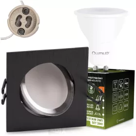   Süllyesztett, négyzet alakú halogén lámpatest TRIX 3in1 GU10 6W 3000K fekete LUMILED