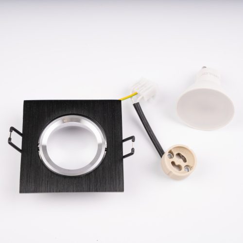 Süllyesztett, négyzet alakú halogén lámpatest TRIX 3in1 GU10 6W 3000K fekete LUMILED