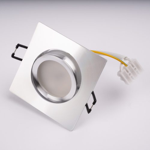 Süllyesztett, négyzet alakú halogén lámpatest, mozgatható, TRIX 3 az 1-ben GU10, 6W, 3000K, ezüst, LUMILED