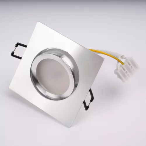 Süllyesztett, négyzet alakú halogén lámpatest, mozgatható, TRIX 3 az 1-ben GU10, 6W, 3000K, ezüst, LUMILED