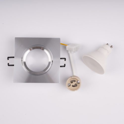 Süllyesztett, négyzet alakú halogén lámpatest TRIX 3 az 1-ben GU10 6W 4000K fényes ezüst LUMILED