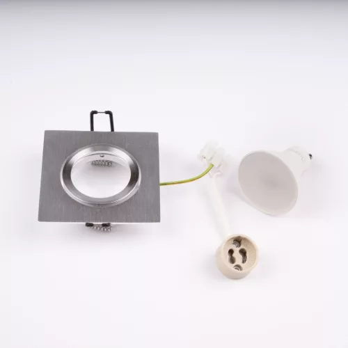 Süllyesztett, négyzet alakú halogén lámpatest TRIX 3 az 1-ben 6W GU10 4000K szálcsiszolt ezüst LUMILED