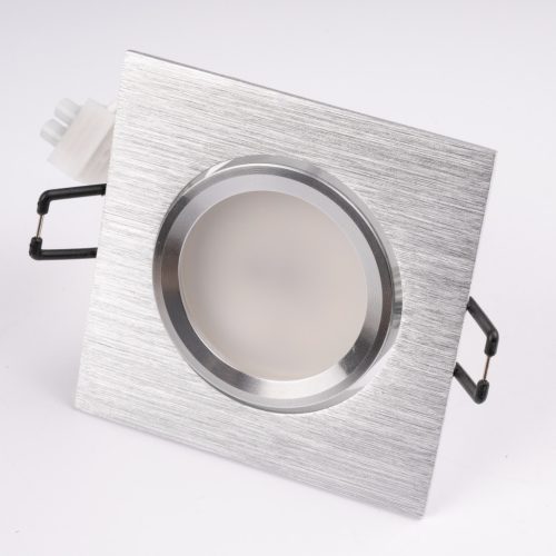 Süllyesztett, négyzet alakú halogén lámpatest TRIX 3 az 1-ben 6W GU10 4000K szálcsiszolt ezüst LUMILED