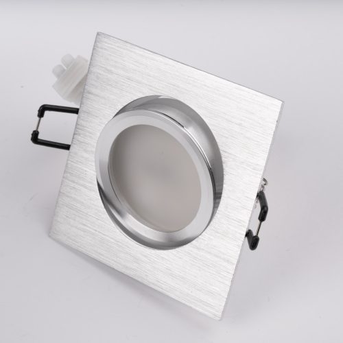 Süllyesztett, négyzet alakú halogén lámpatest TRIX 3in1 GU10 6W 4000K szálcsiszolt ezüst LUMILED