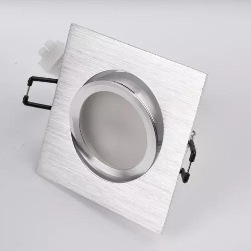 Süllyesztett, négyzet alakú halogén lámpatest TRIX 3in1 GU10 6W 4000K szálcsiszolt ezüst LUMILED