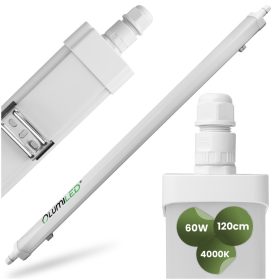   Hermetikus LED műhelylámpa 120 cm garázsba 60W 4000K Vízálló TERRA LUMILED
