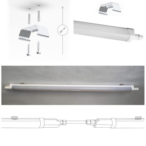 Hermetikus LED műhelylámpa 120 cm garázsba 60W 4000K Vízálló TERRA LUMILED