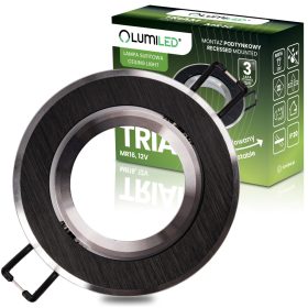   Halogén süllyesztett mennyezeti lámpa, kerek, mozgatható, GU10, MR16, fekete, TRIAM LUMILED