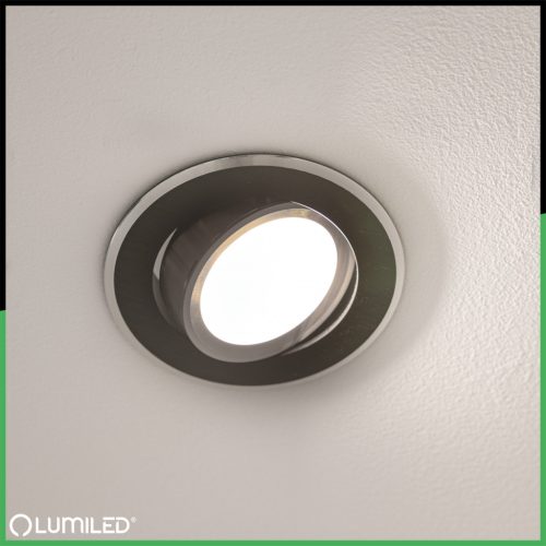 Halogén süllyesztett mennyezeti lámpa, kerek, mozgatható, GU10, MR16, fekete, TRIAM LUMILED