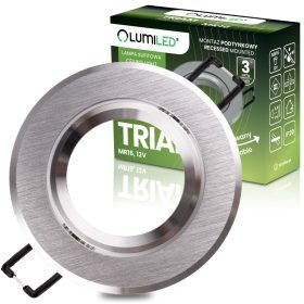   Halogén süllyesztett mennyezeti lámpa, kerek, mozgatható, GU10, MR16, ezüst, TRIAM LUMILED